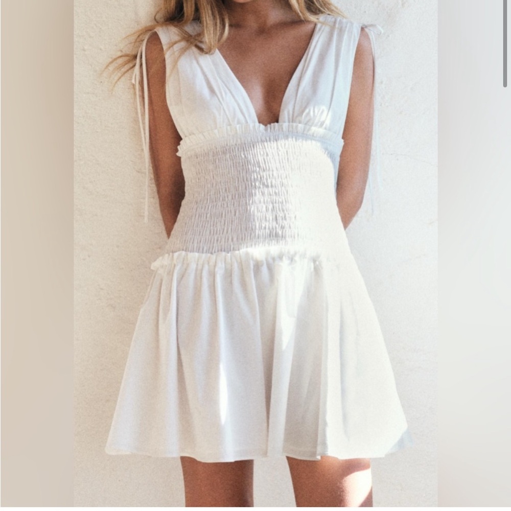 Zara poplin dress with bows white